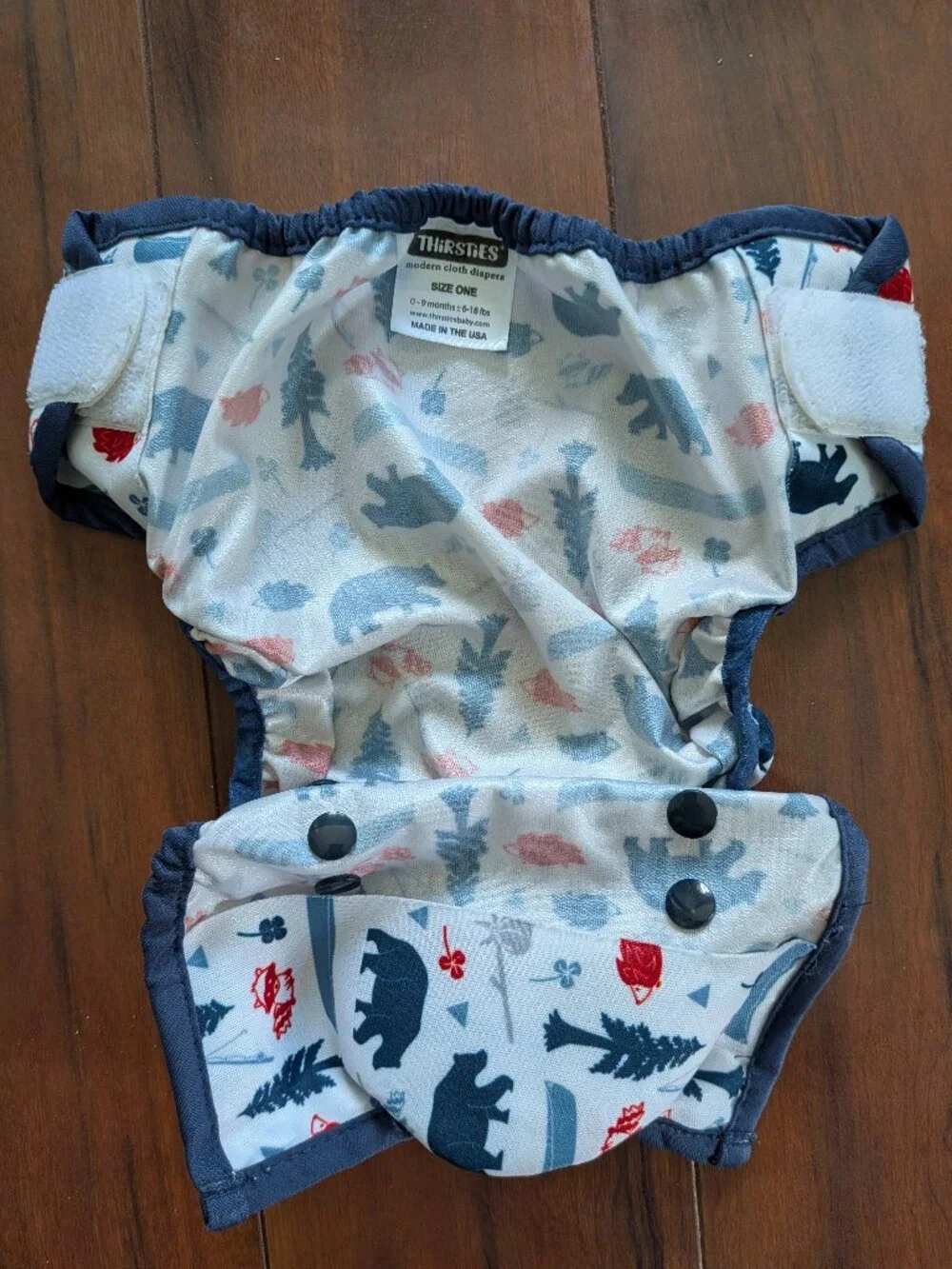 Thirsties Diaper Cover Hook and Loop - sz 1